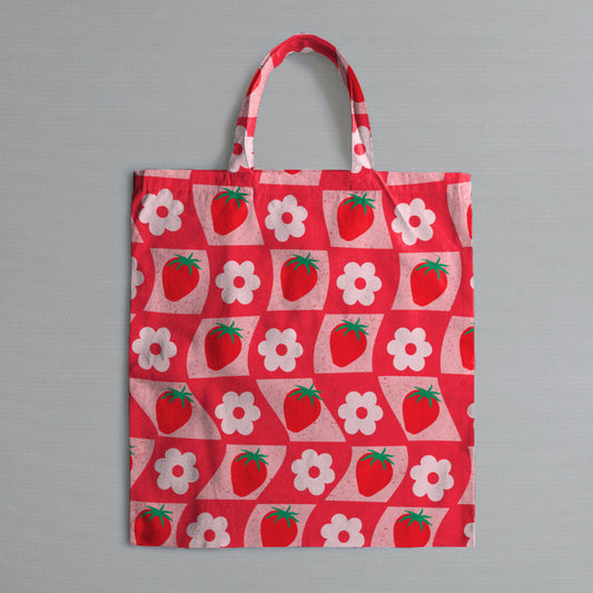 Strawberry Printed Non Zipper Tote Bag